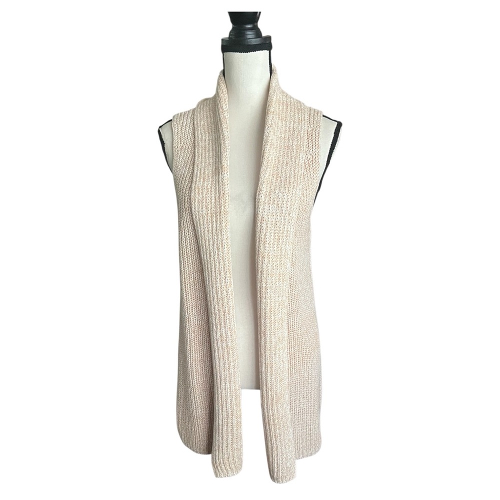 Gap New With Tags Oatmeal Shawl Collar Open front Sweater vest. SZ.S